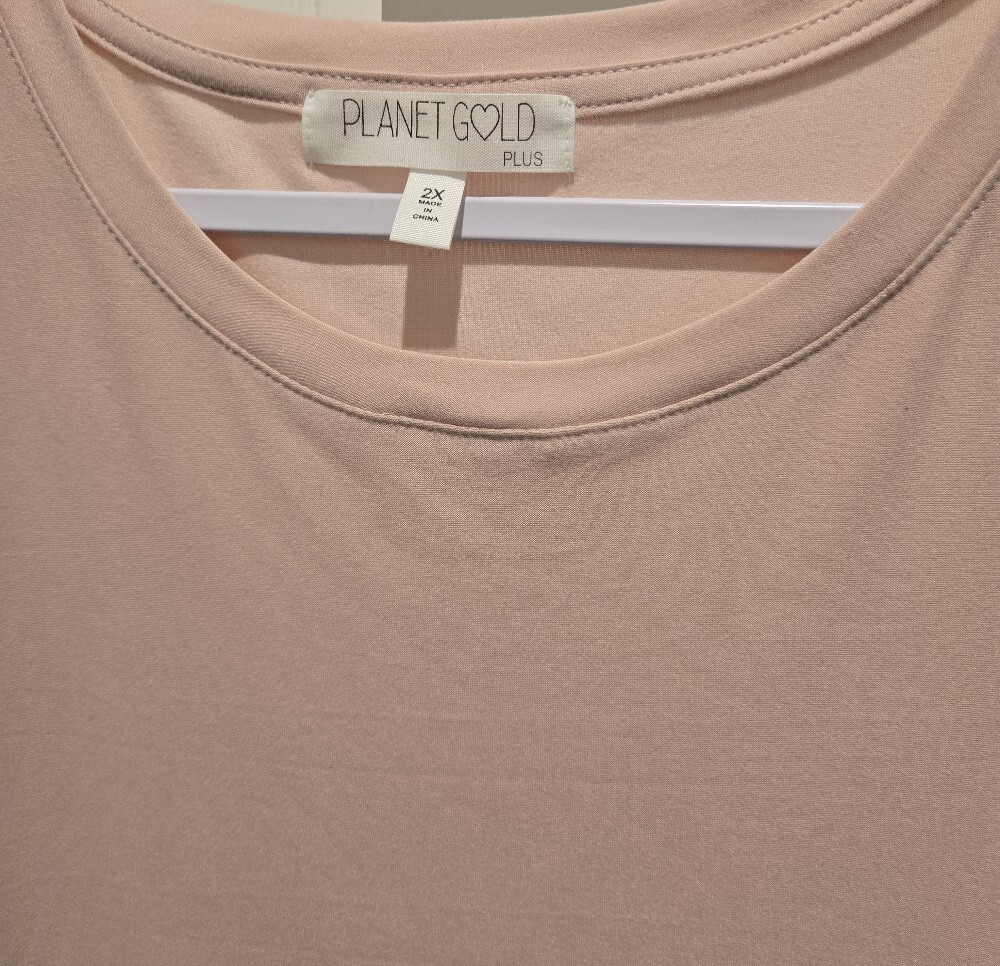 Planet Gold Ash Pink Essential Knit Tee – Size 2X, NWT - Picture 3 of 6